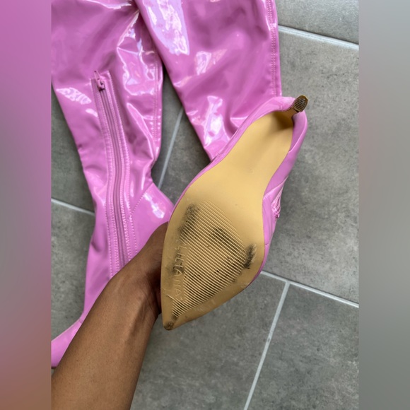 Women’s Light Pink Thigh High Heel Boots Dolls Kill Skinny Heel Size 7.5 - Picture 3 of 8